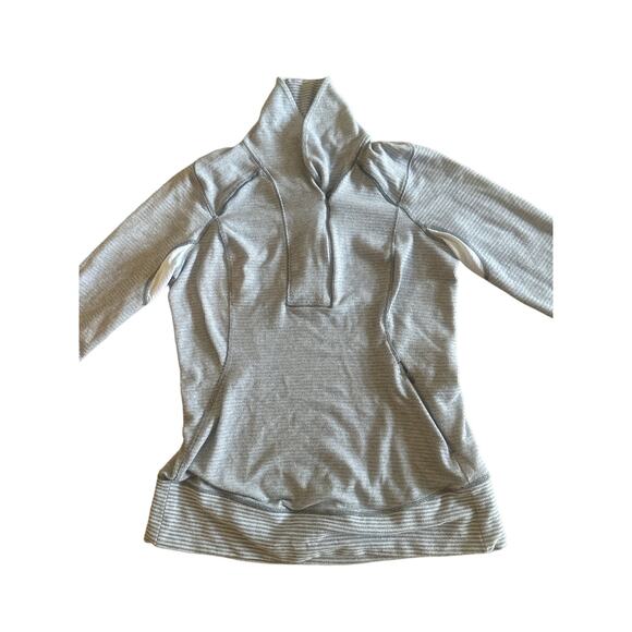 10 Lululemon Runderful 1/2 Zip Mini Check Pique White Heathered Slate Pullover - Picture 2 of 5